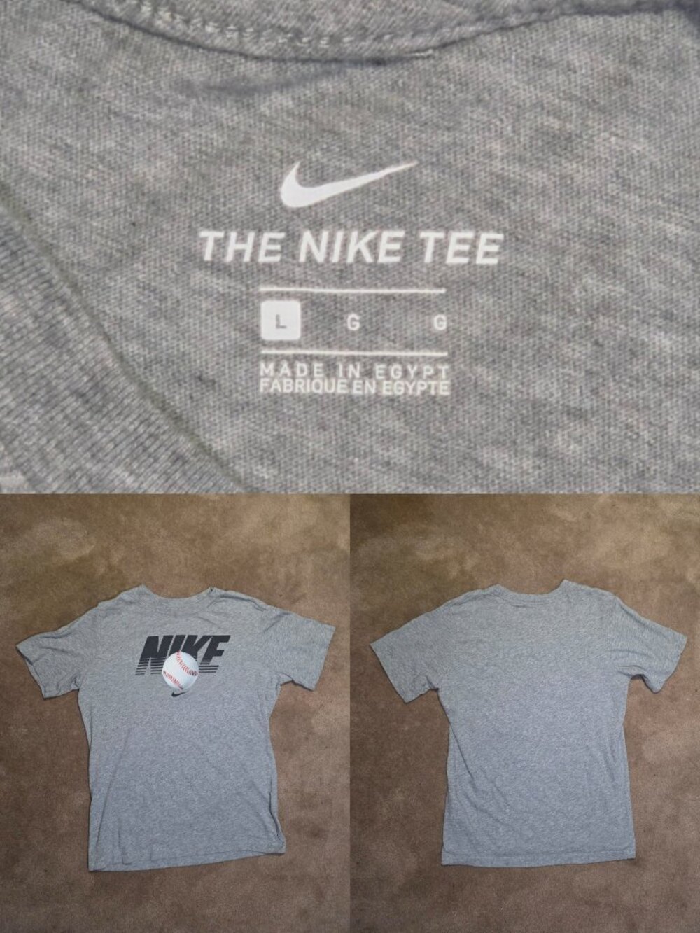 Kids Baseball The Nike Tee Grey Tee Sz Lg 12/14